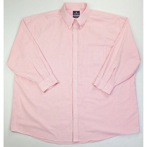Stafford Size 20 34-35 Big Salmon White Stripe Wrinkle Free Oxford Button Down - Picture 1 of 9